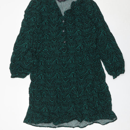 Marks and Spencer Womens Green Size 10 Shift Dress Long Sleeve