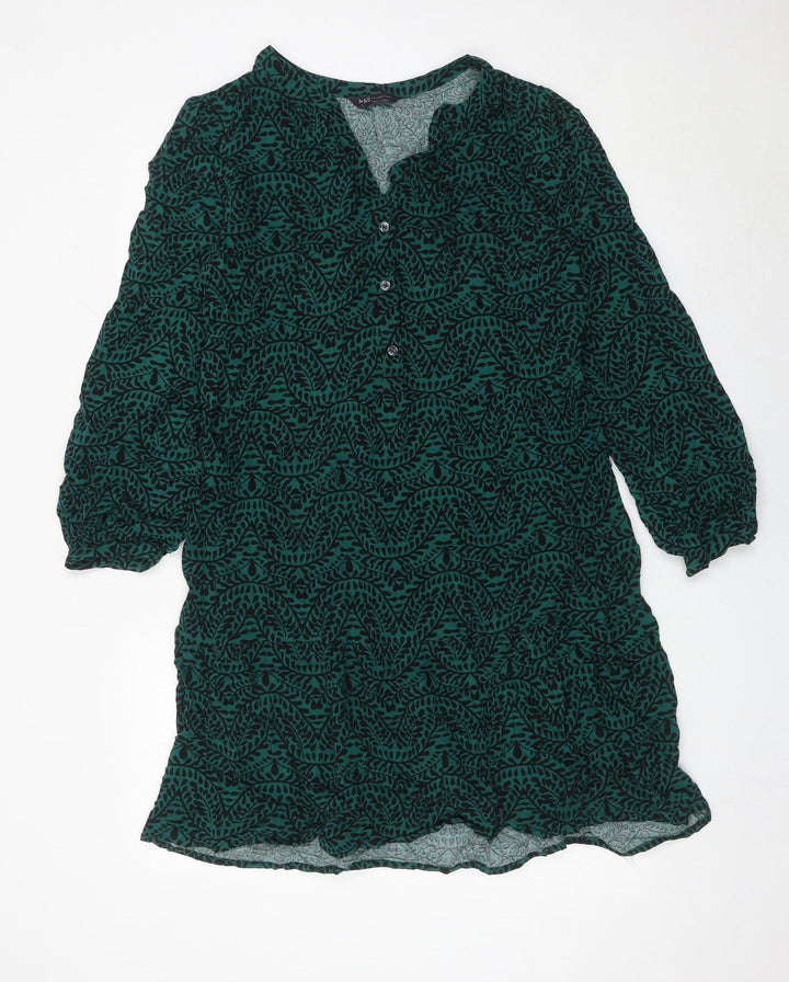 Marks and Spencer Womens Green Size 10 Shift Dress Long Sleeve
