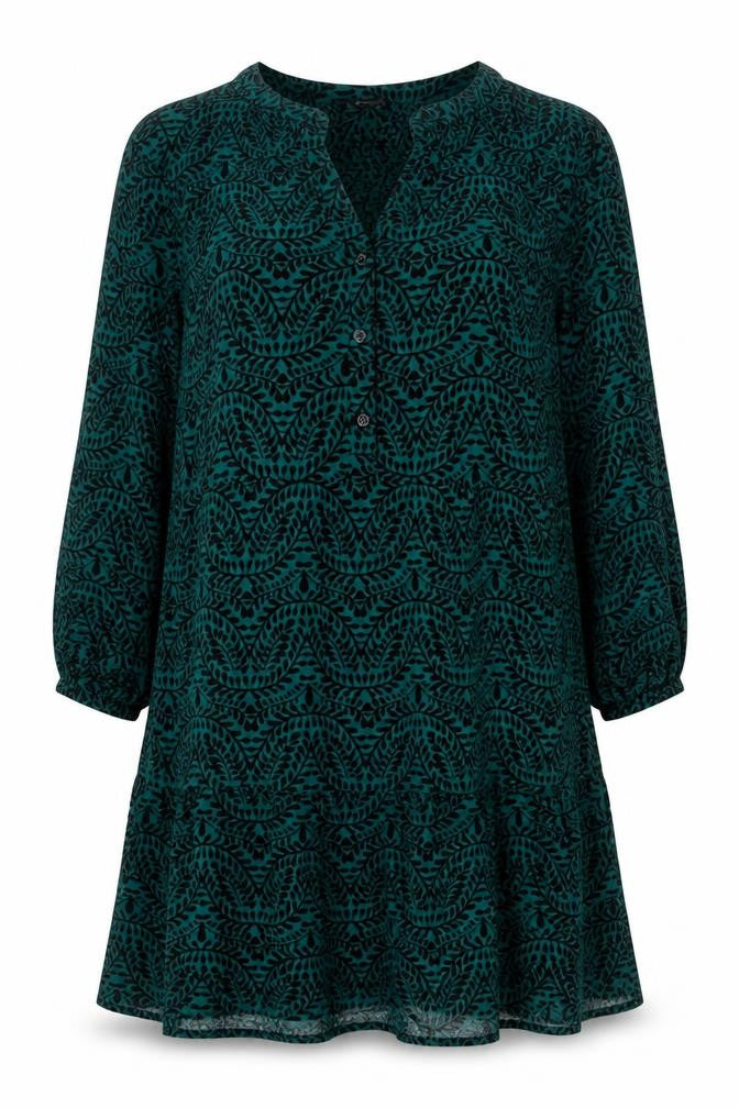 Front view of Marks & Spencer women’s green, size UK 10, shift dress long sleeve