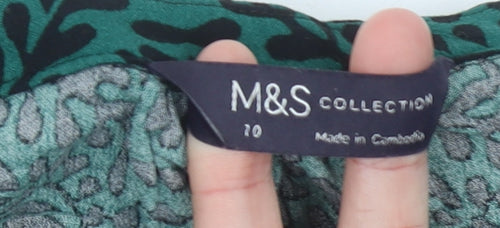 Marks and Spencer Womens Green Size 10 Shift Dress Long Sleeve