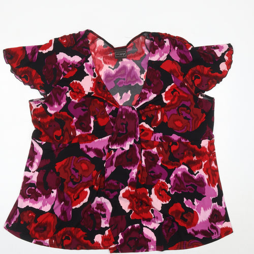 Ann Harvey Women’s Multicoloured Floral Blouse Size 18 V-Neck Tunic Style