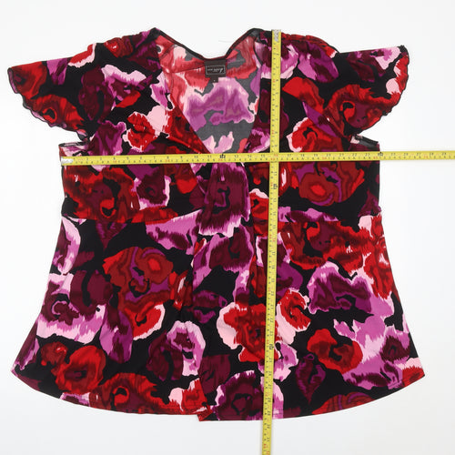 Ann Harvey Women’s Multicoloured Floral Blouse Size 18 V-Neck Tunic Style