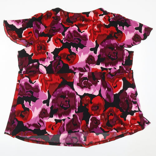 Ann Harvey Women’s Multicoloured Floral Blouse Size 18 V-Neck Tunic Style