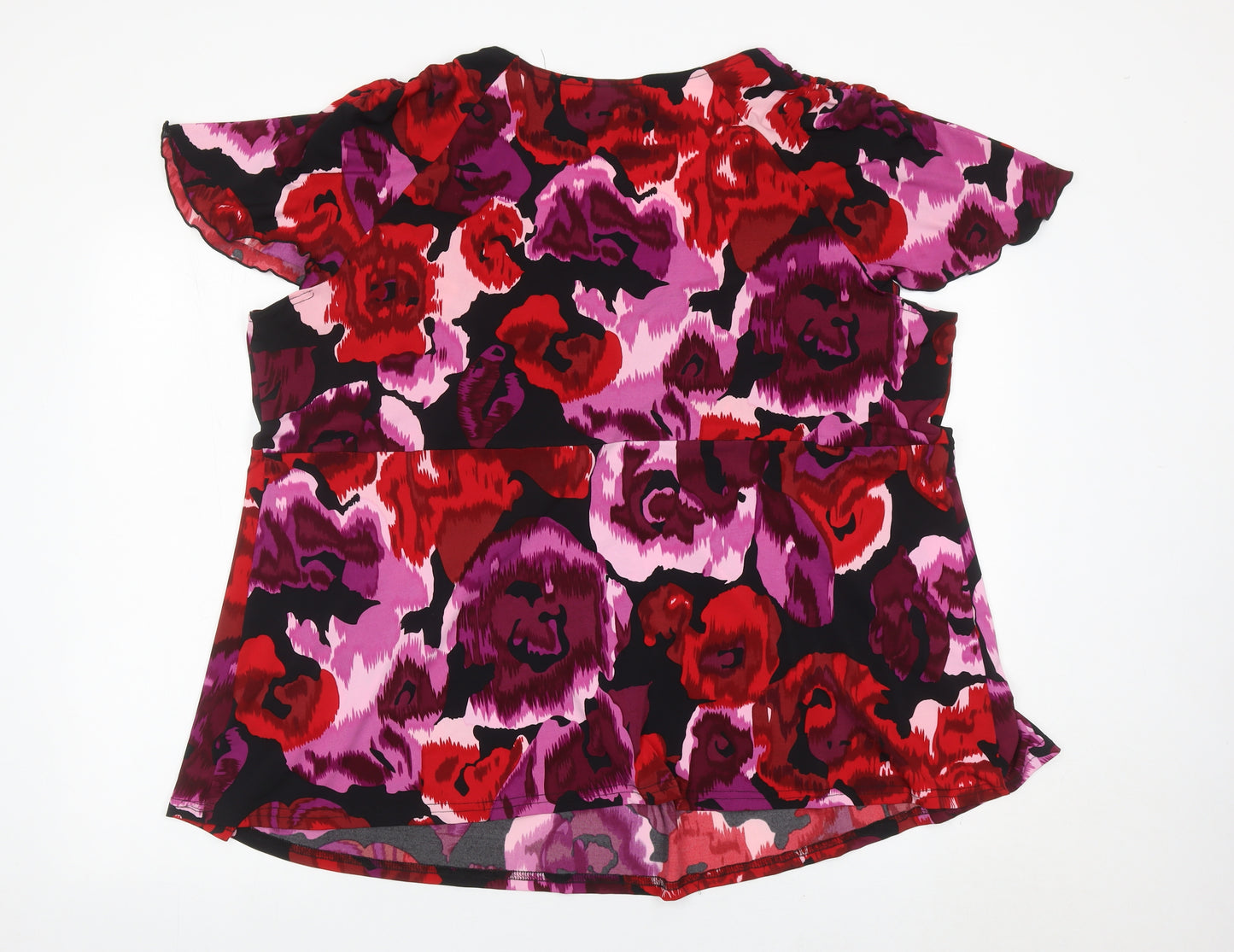Ann Harvey Women’s Multicoloured Floral Blouse Size 18 V-Neck Tunic Style
