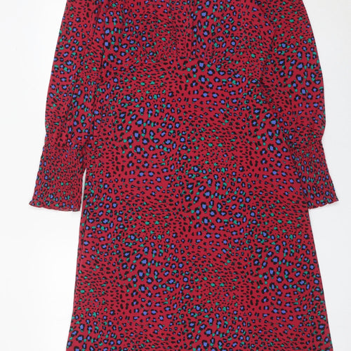 Roman Women Red Animal Print Shift Dress Size 10 Knee Length