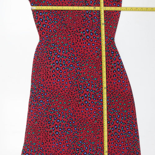 Roman Women Red Animal Print Shift Dress Size 10 Knee Length