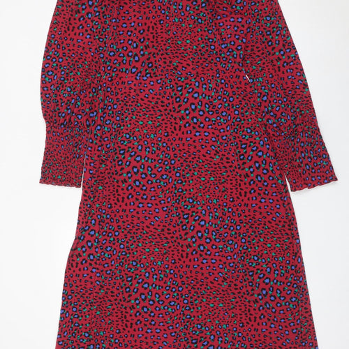 Roman Women Red Animal Print Shift Dress Size 10 Knee Length