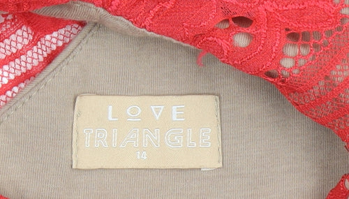 Love Triangle Women’s Red Lace Bodycon Hi-Low Halter Dress Size 14
