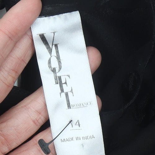 Violet Romance Women Black Size 14 A-Line Knee Length Dress