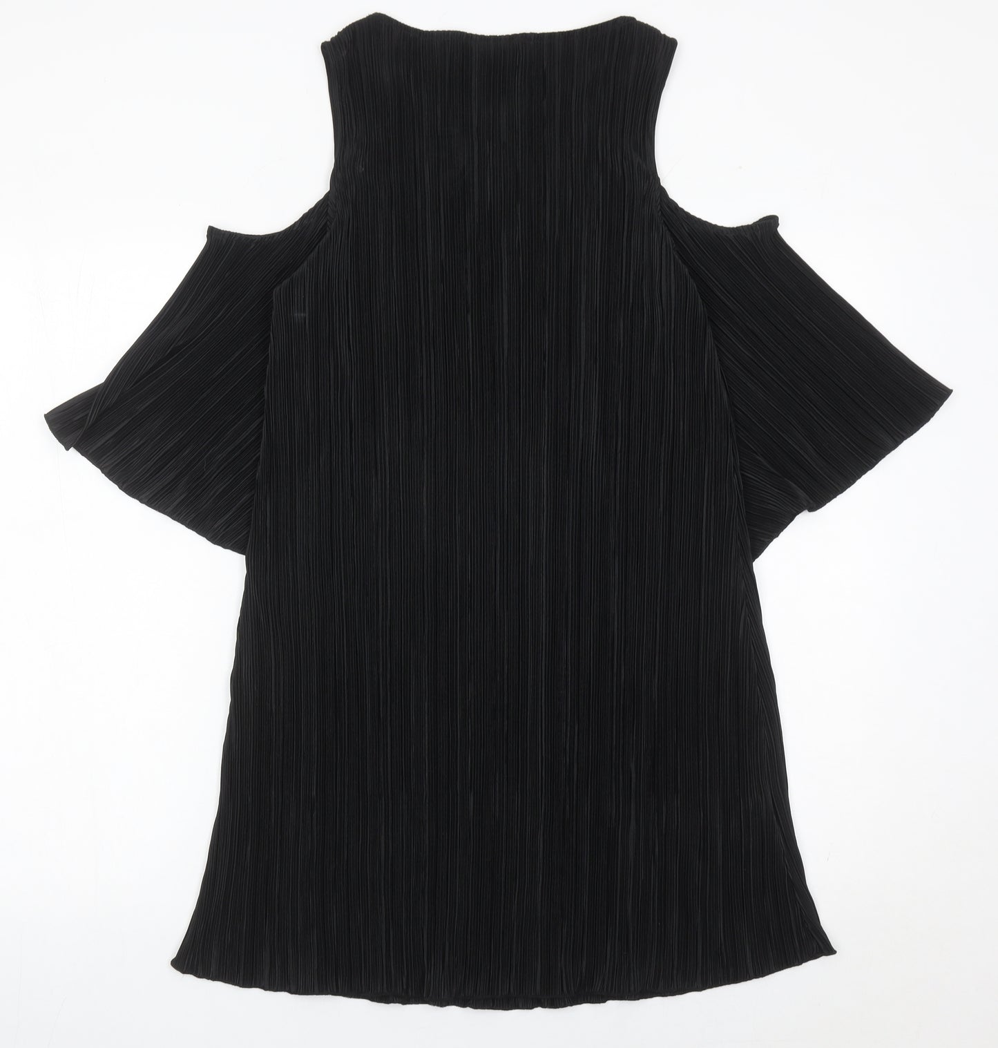 Mango Women’s Black XS Cold Shoulder Pleated Shift Dress
