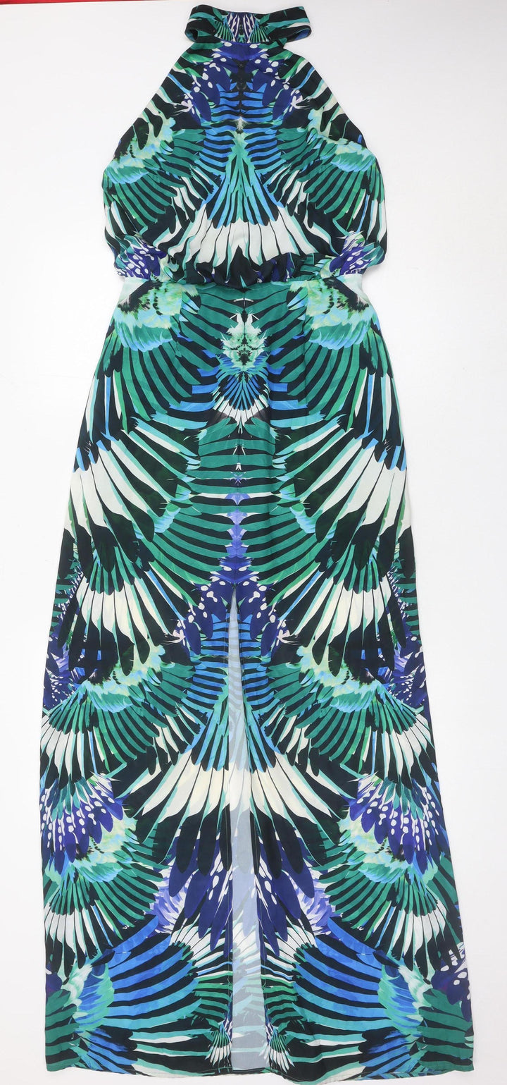 Warehouse Women’s Multicoloured Maxi Halter Dress Size 8