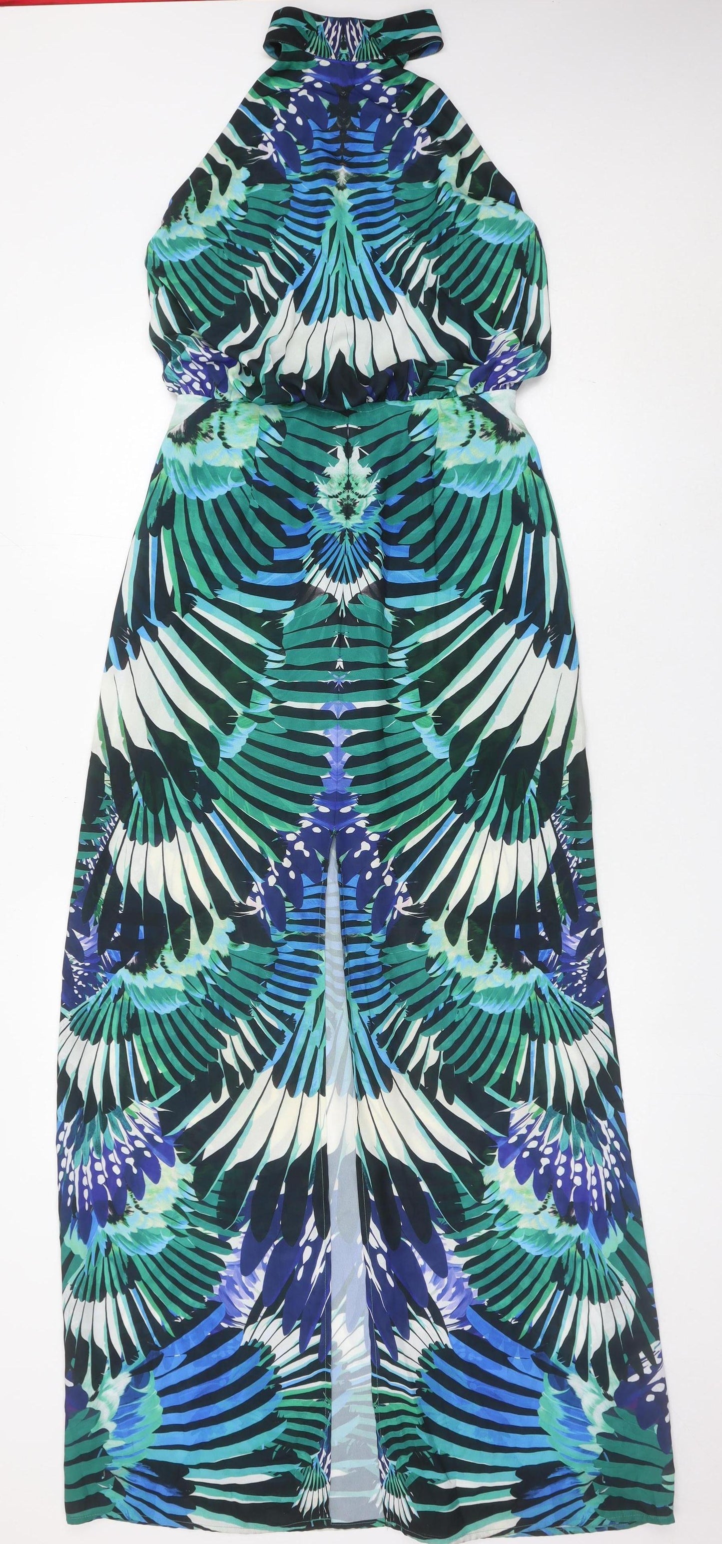 Warehouse Women’s Multicoloured Maxi Halter Dress Size 8