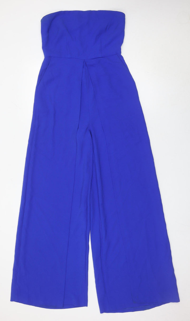 Very Women’s Blue Strapless Wide Leg Jumpsuit Size 8