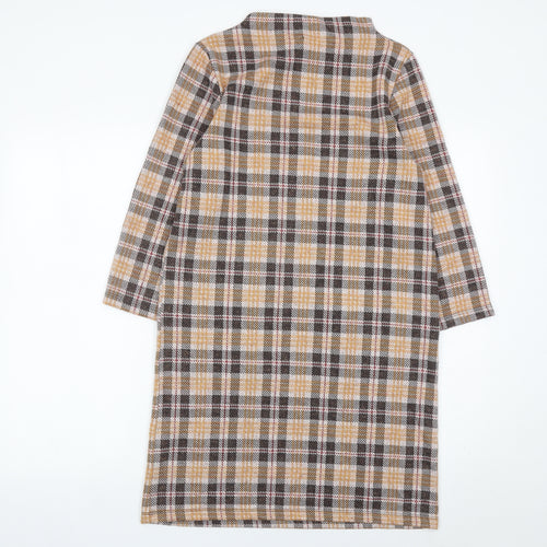 Tu Women’s Multicoloured Check Shift Dress Size 8 Long Sleeve