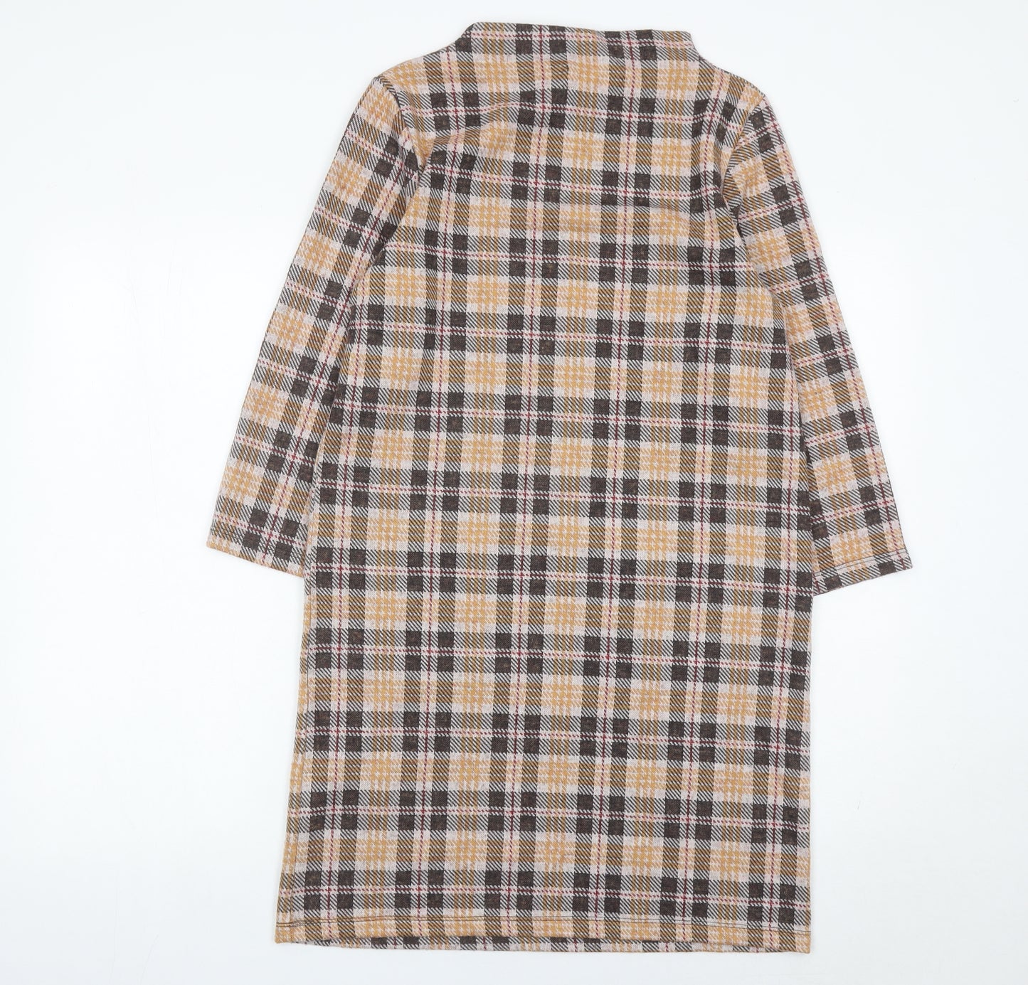 Tu Women’s Multicoloured Check Shift Dress Size 8 Long Sleeve