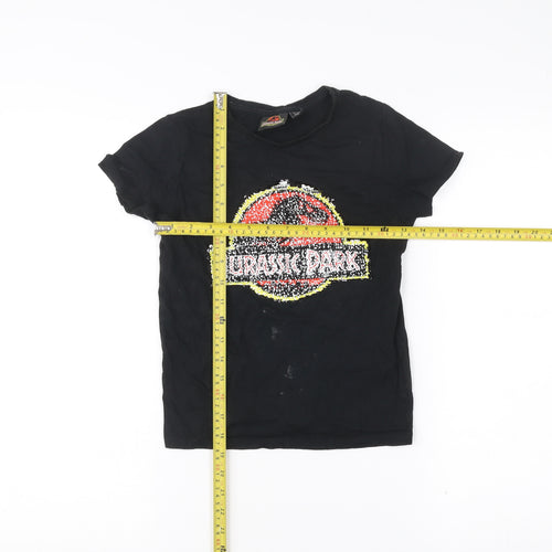 Jurassic Park Boys Black 6 Years Short Sleeve Sequin Logo T-Shirt