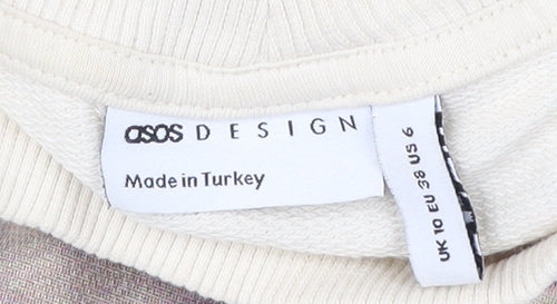 ASOS DESIGN Women’s Ivory Mock Neck Graphic Sweatshirt Size 10