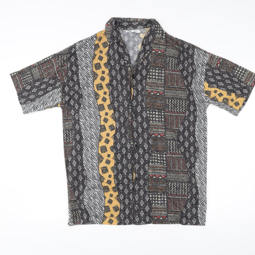Zara Men’s Multicoloured Geometric Short Sleeve Button Up Shirt M