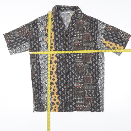 Zara Men’s Multicoloured Geometric Short Sleeve Button Up Shirt M