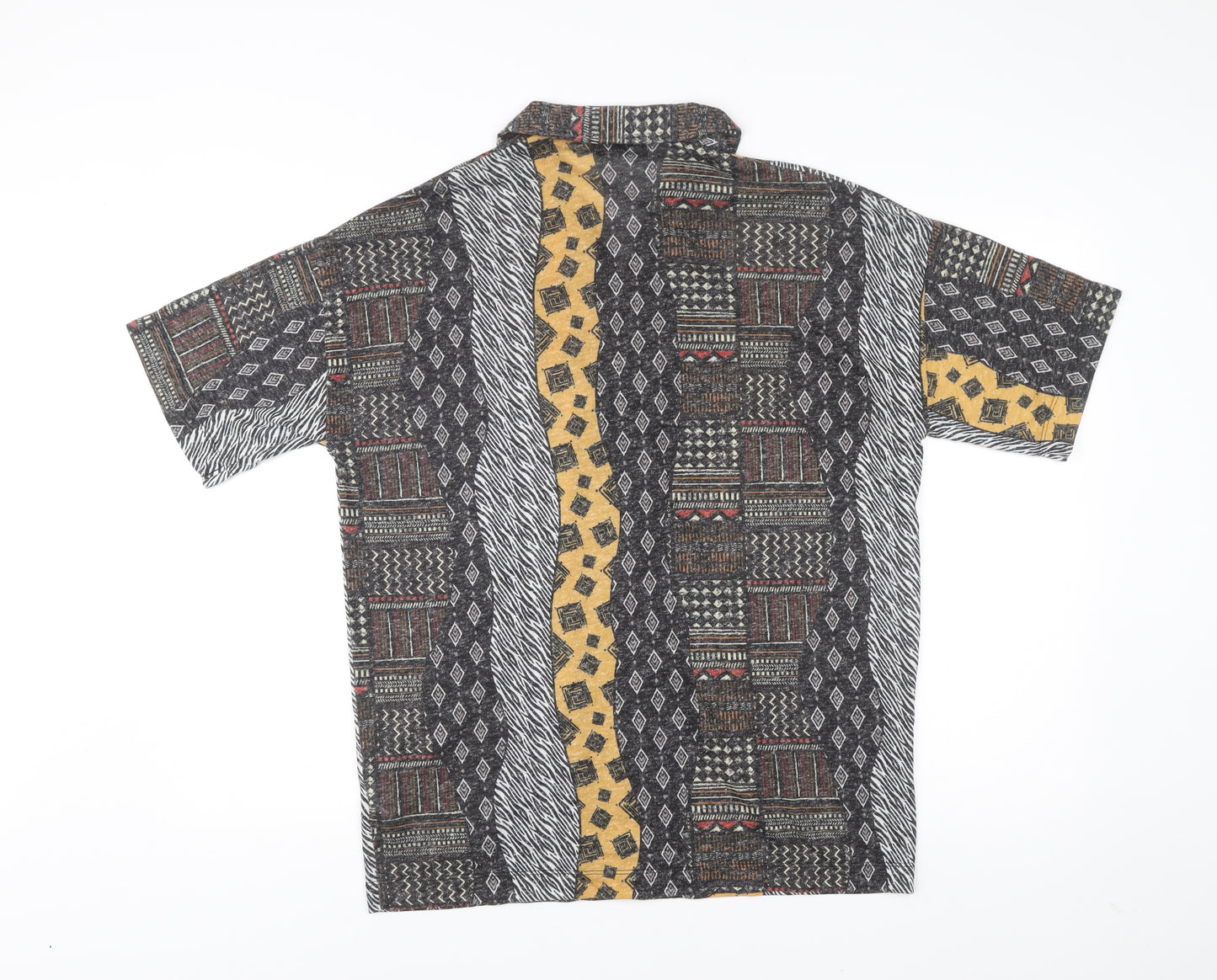 Zara Men’s Multicoloured Geometric Short Sleeve Button Up Shirt M