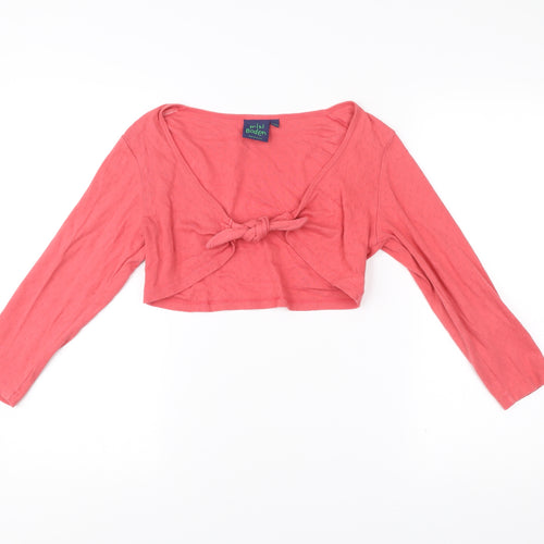 Mini Boden Girls Pink Cotton Shrug Jumper Long Sleeve Tie Front 13-14Y
