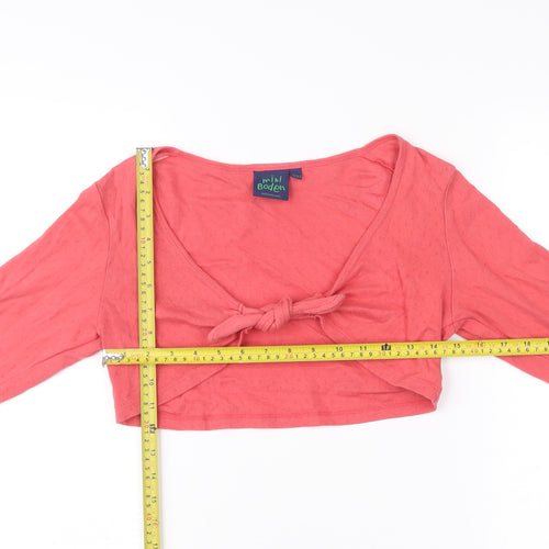 Mini Boden Girls Pink Cotton Shrug Jumper Long Sleeve Tie Front 13-14Y