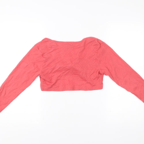 Mini Boden Girls Pink Cotton Shrug Jumper Long Sleeve Tie Front 13-14Y