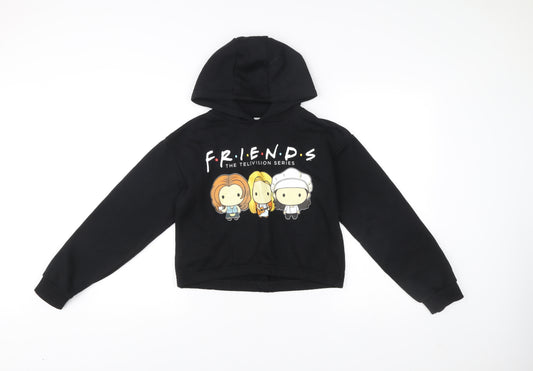 Friends Girls Black Pullover Hoodie 11-12 Years Graphic Fleece TV Series