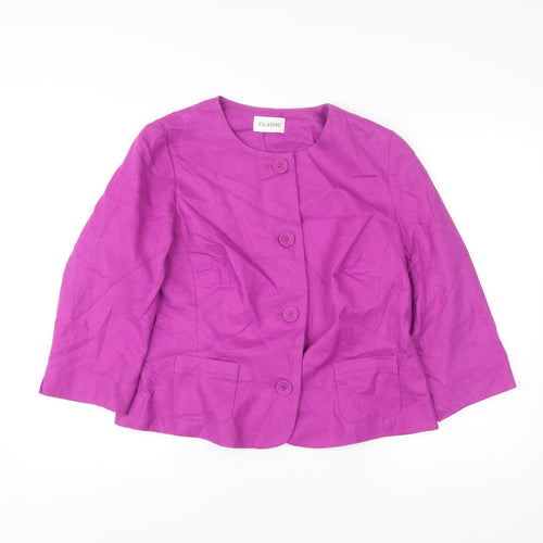 Marks and Spencer Women’s Pink Linen Blazer UK 14 Classic Work Jacket