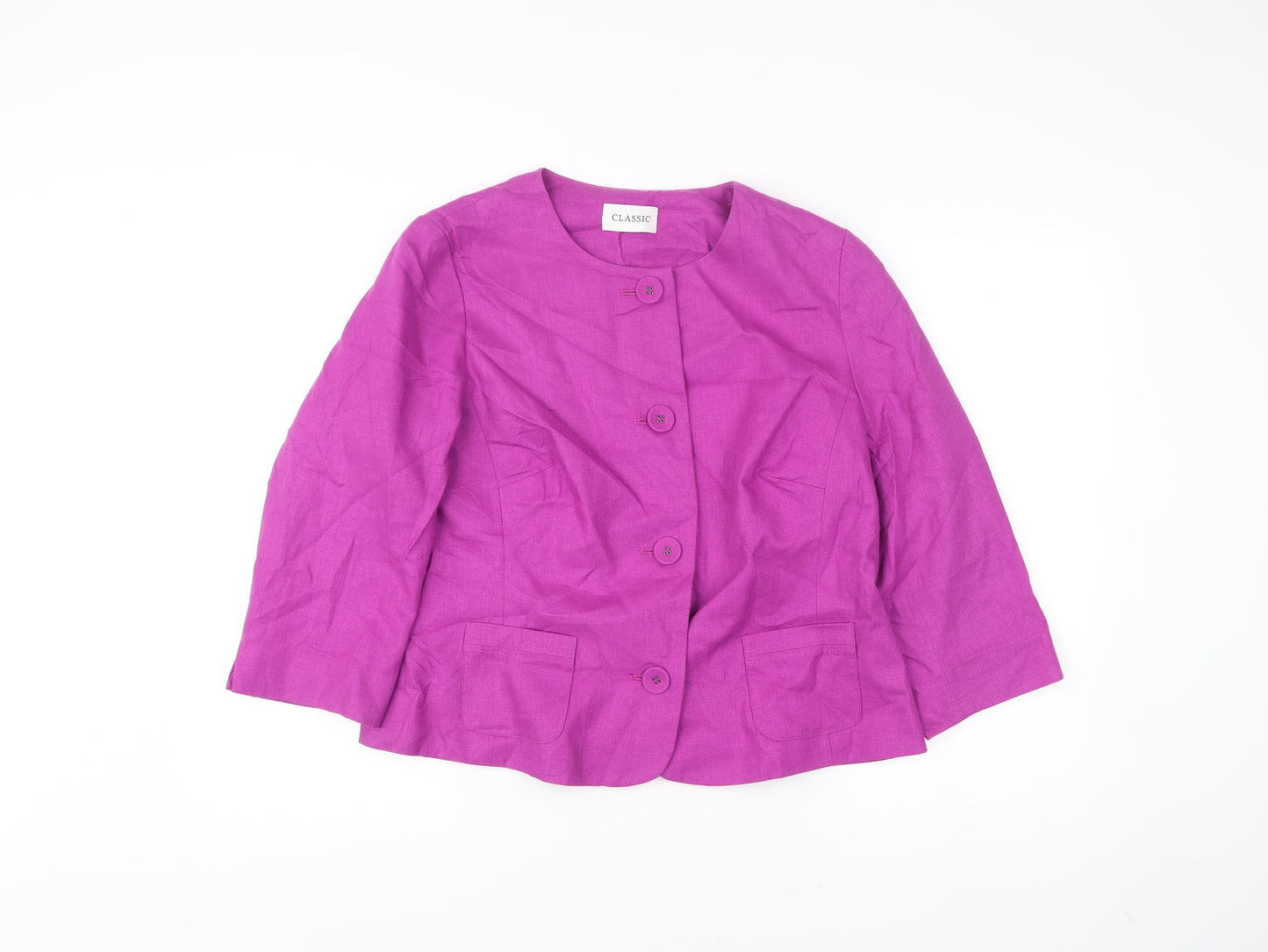 Marks and Spencer Women’s Pink Linen Blazer UK 14 Classic Work Jacket