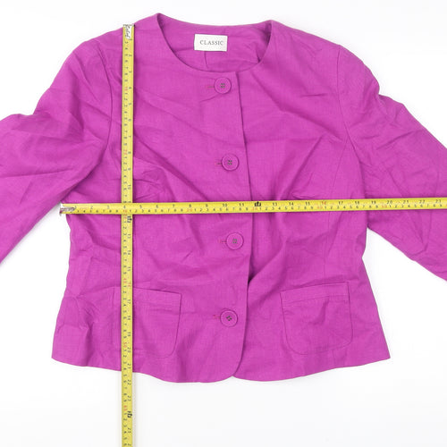 Marks and Spencer Women’s Pink Linen Blazer UK 14 Classic Work Jacket