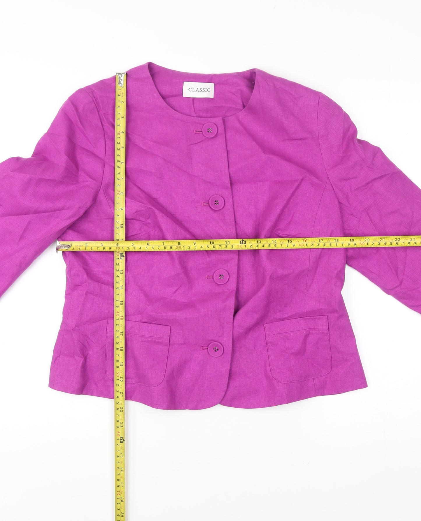 Marks and Spencer Women’s Pink Linen Blazer UK 14 Classic Work Jacket