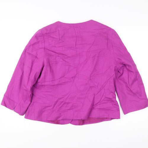 Marks and Spencer Women’s Pink Linen Blazer UK 14 Classic Work Jacket