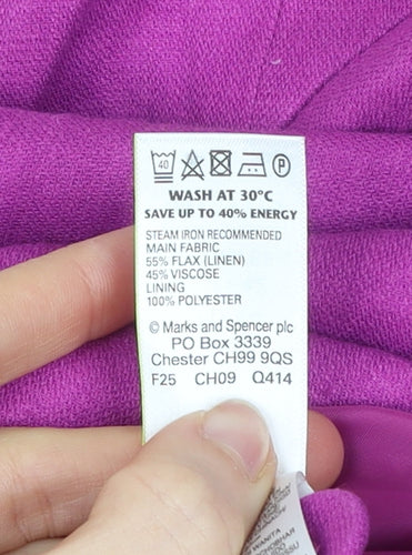 Marks and Spencer Women’s Pink Linen Blazer UK 14 Classic Work Jacket