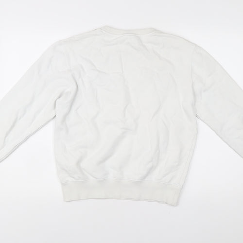 Champion Mens White Small Pullover Sweatshirt Logo Print
