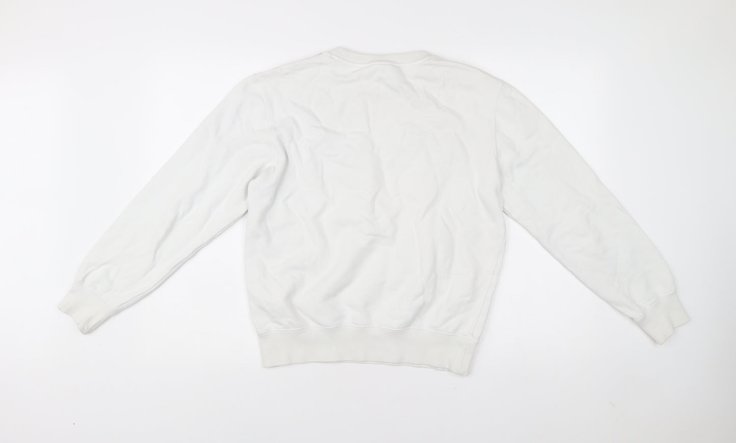 Champion Mens White Small Pullover Sweatshirt Logo Print