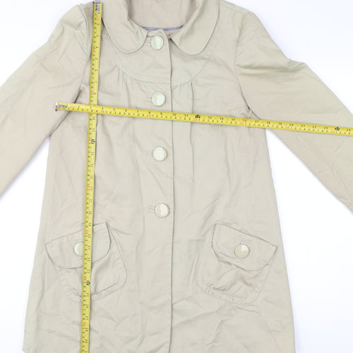 Therapy Womens Beige Cotton Mid-Length Overcoat Size 8