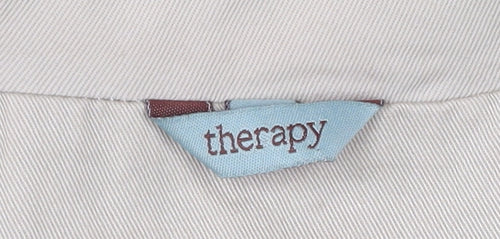 Therapy Womens Beige Cotton Mid-Length Overcoat Size 8