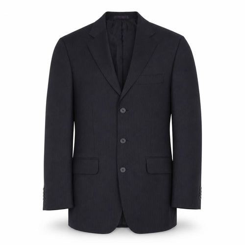 George Mens Black Pinstripe Suit Jacket 36R Regular Fit Business Wedding