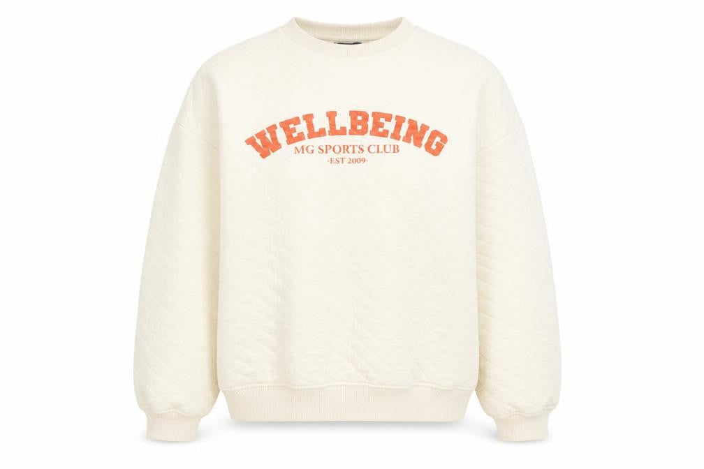 Missguided Women’s Ivory Quilted Pullover Sweatshirt UK 8