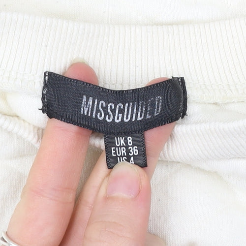 Missguided Women’s Ivory Quilted Pullover Sweatshirt UK 8