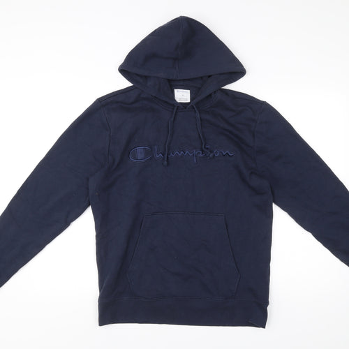 Champion Men's Blue M Pullover Hoodie Logo Embroidered