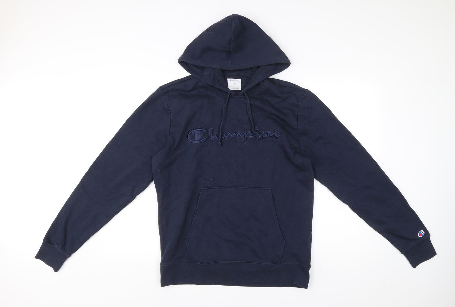 Champion Men's Blue M Pullover Hoodie Logo Embroidered