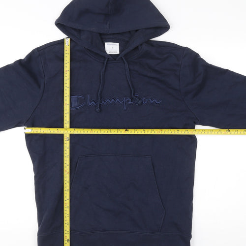 Champion Men's Blue M Pullover Hoodie Logo Embroidered