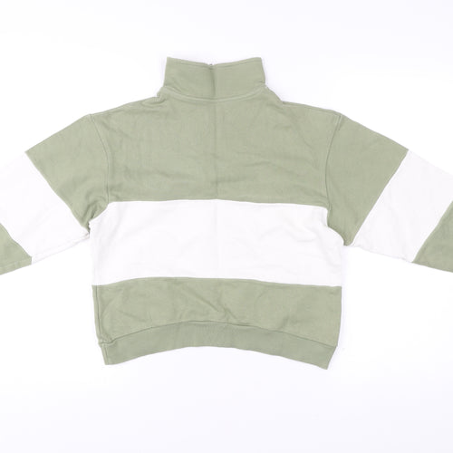 Pull&Bear Women’s Green White XS Sweatshirt 1/4 Zip Malibu Logo