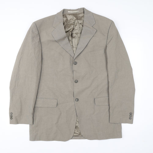 Copperstone Men's Beige Blazer Jacket 42L Notch Lapel Business Formal