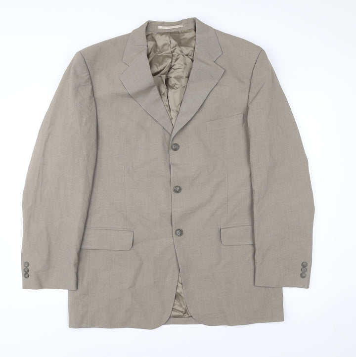 Copperstone Men's Beige Blazer Jacket 42L Notch Lapel Business Formal
