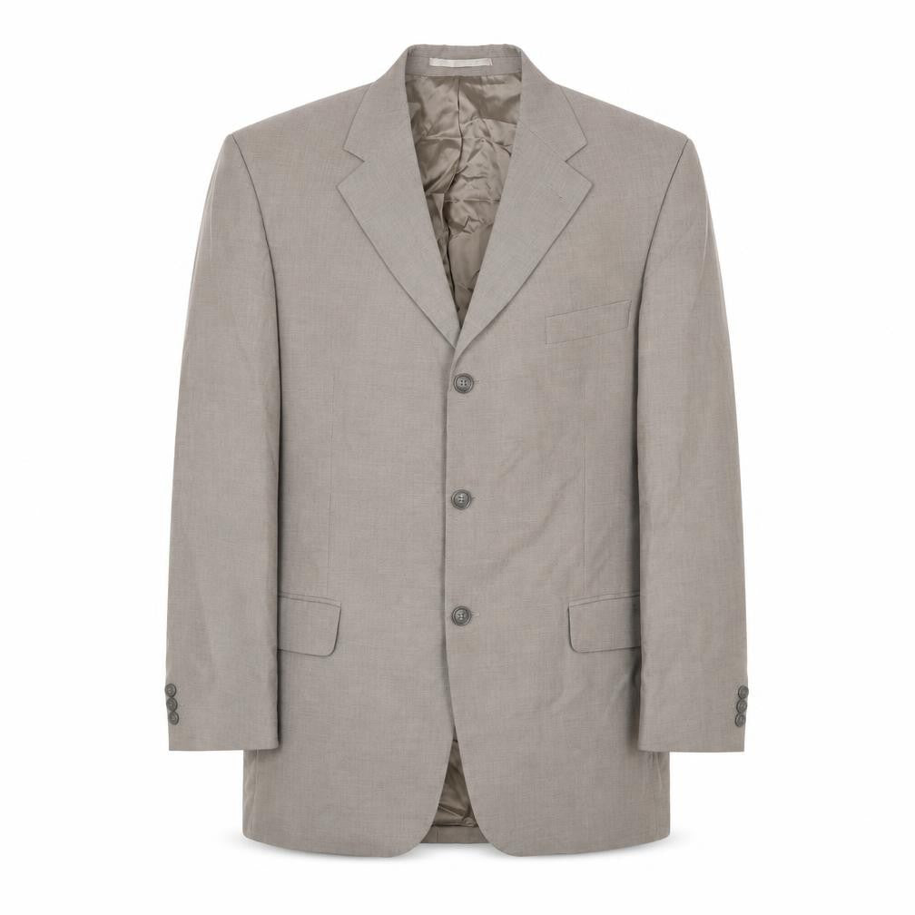 Front view of Copperstone Men's Beige Blazer Jacket 42L Notch Lapel Business Formal
