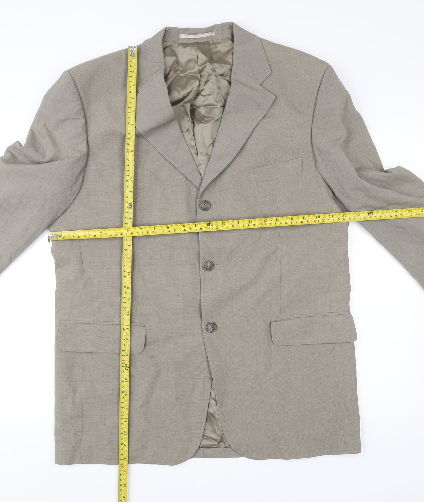 Copperstone Men's Beige Blazer Jacket 42L Notch Lapel Business Formal
