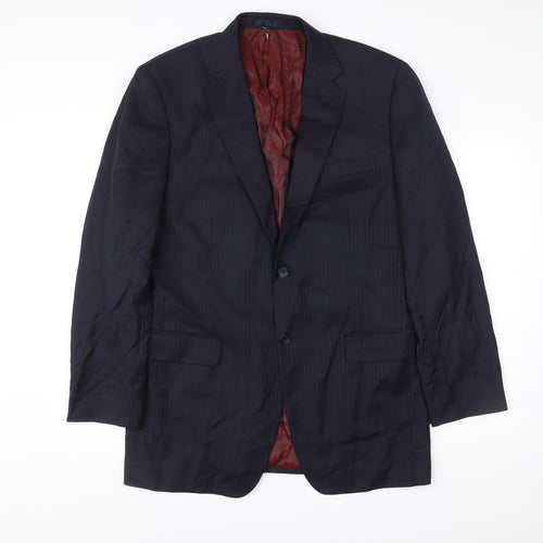 John Lewis Men Blue Stripe Wool Suit Jacket 40L Regular Fit